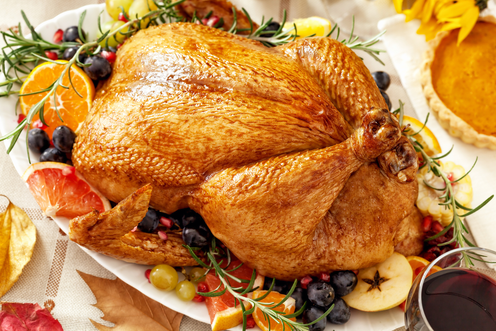 Roasted holiday turkey with herbs and citrus, a serving suggestion